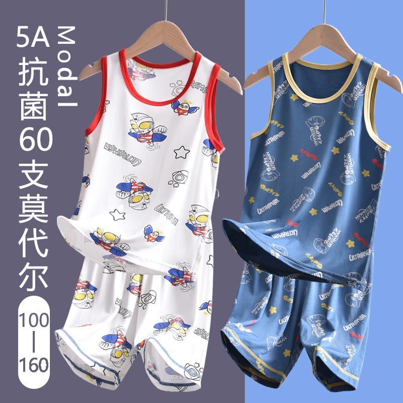 棉巧睡衣套无骨莫代尔夏季奥特曼