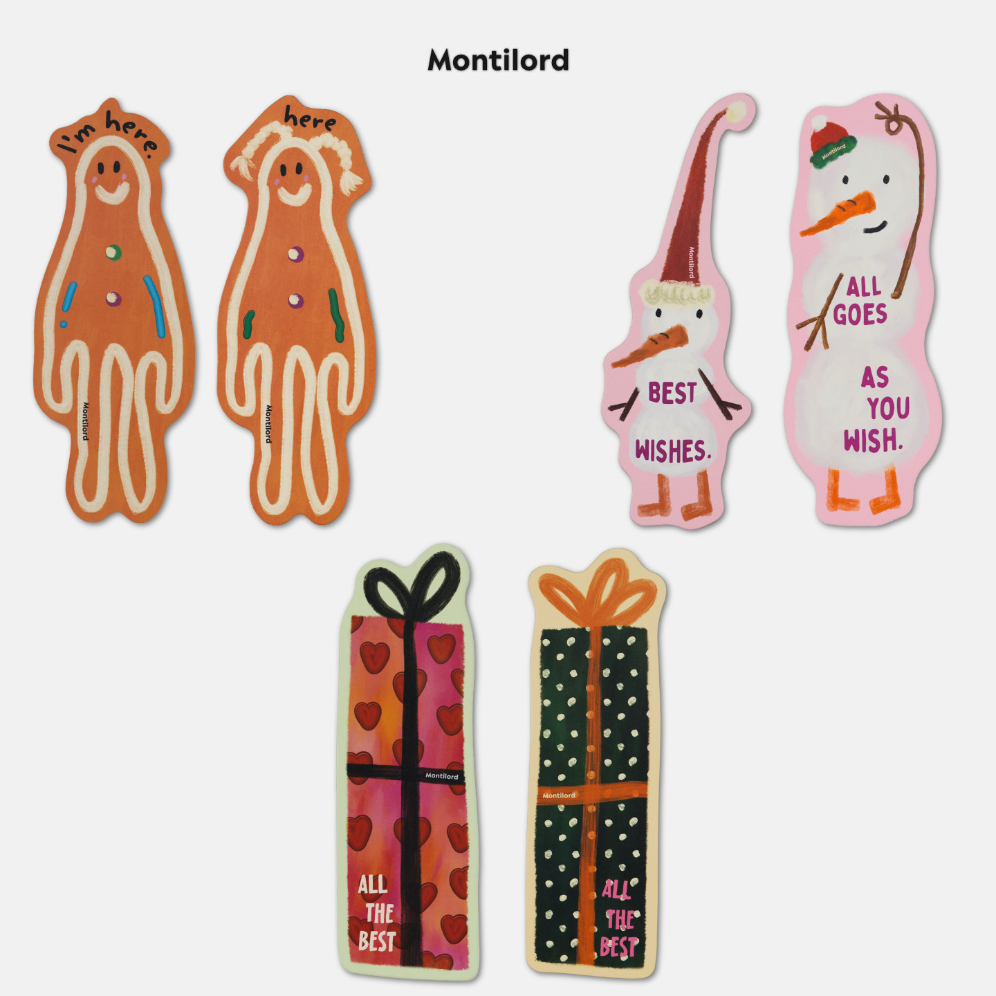 新品『Montilord』纸质书签中号异形Christmas加厚不易折坏很硬纸板书封书插记录分隔拍照背景送礼ins风圣诞