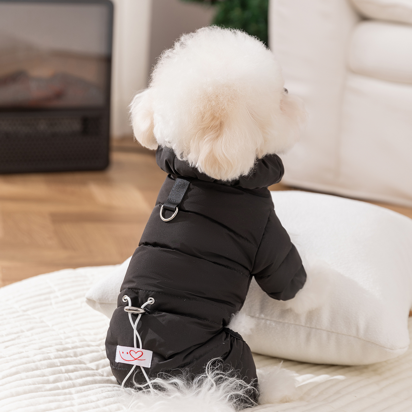 秋冬季狗狗加厚简约布标石墨烯四脚羽绒服猫咪泰迪比熊宠物狗衣服
