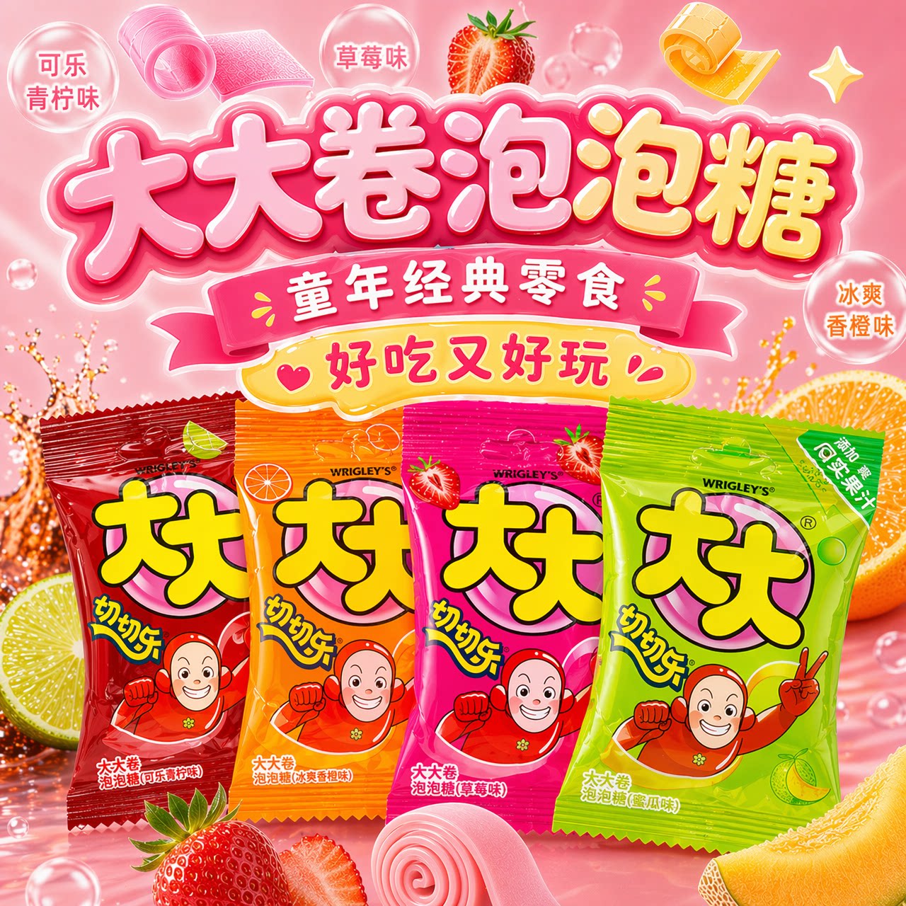 大大卷泡泡糖切切乐 8090后怀旧老式零食口香糖儿童糖果休闲食品