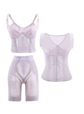YK浪漫紫色文胸腰夹束裤身材管理器收腹提臀美容院产后修复美体衣