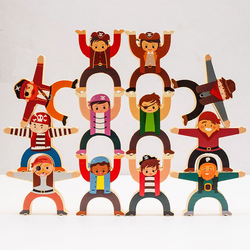 儿童大力士叠叠乐积木头早教桌面亲子智力开发平衡海盗叠叠高游戏