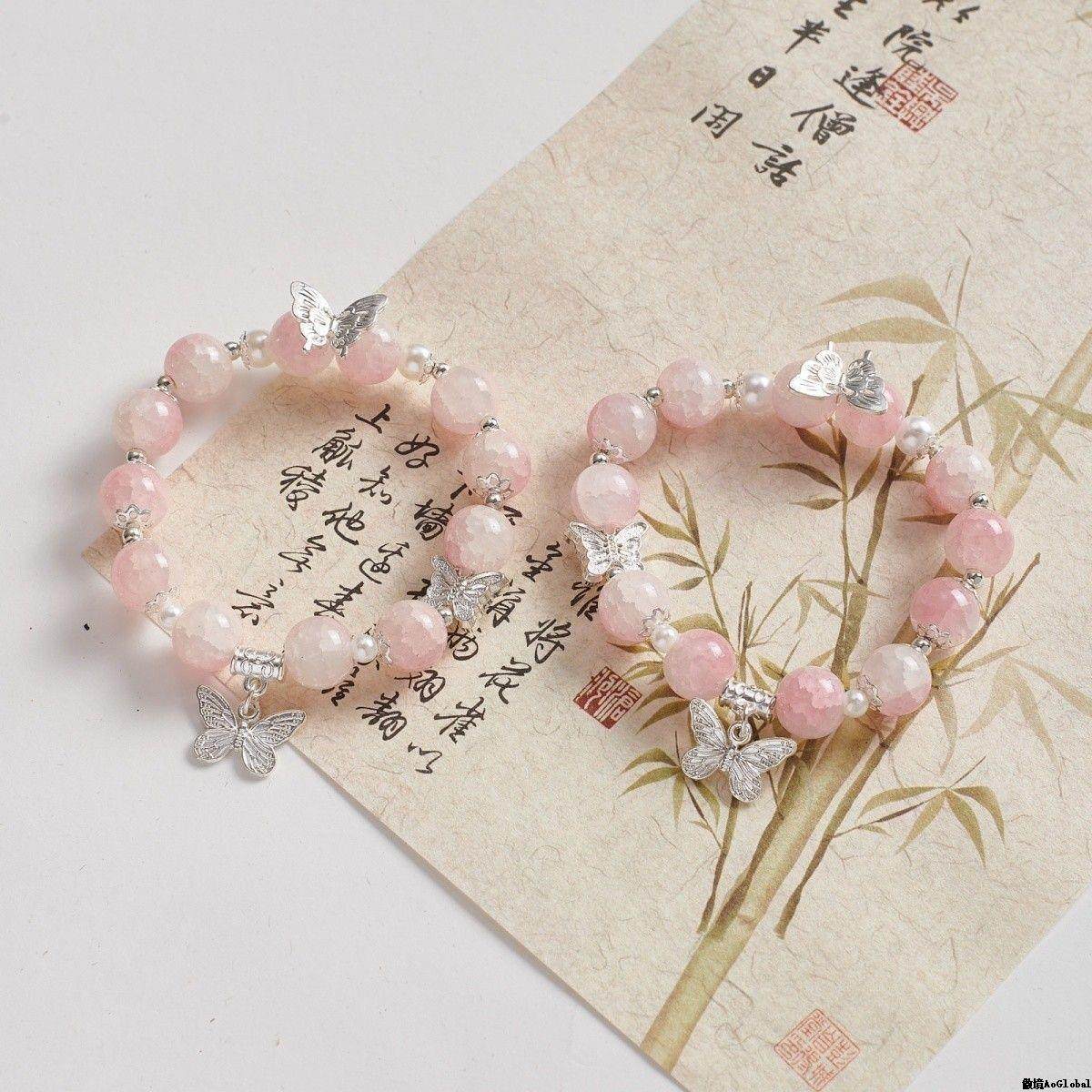 婉儿手腕蜜桃同款蝴蝶手链气质设计夏季甜美饰品学生闺蜜礼物女