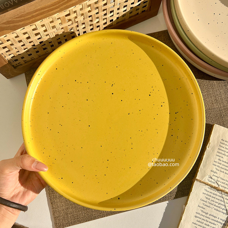 Splashed Ink Plate Ins Style Minimalist For Home Breakfast Plate Hit Style Ceramic Retro Steak Plate Dessert Pasta Plate