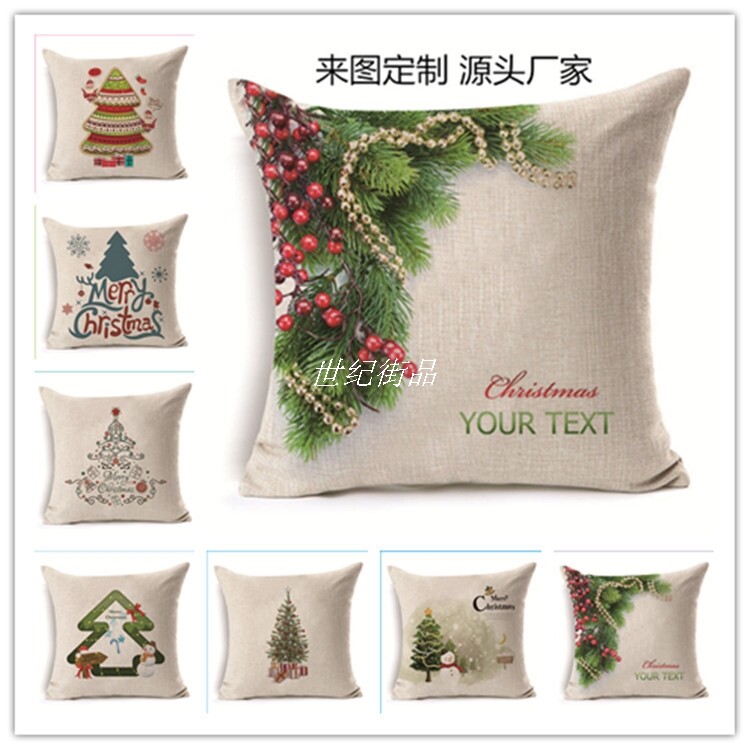 New Year's gift Christmas Elk Flax Pillows christmas tree Home Furnishing sofa bar School Cushion By pillowcasein the Home Fabric , Pillow/Pillow  category - from Buy2taobao.com to provide professional Taobao agent buy service