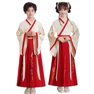 儿童国学服汉服男童中国风古装小学生书童服装开笔礼弟子规演出服