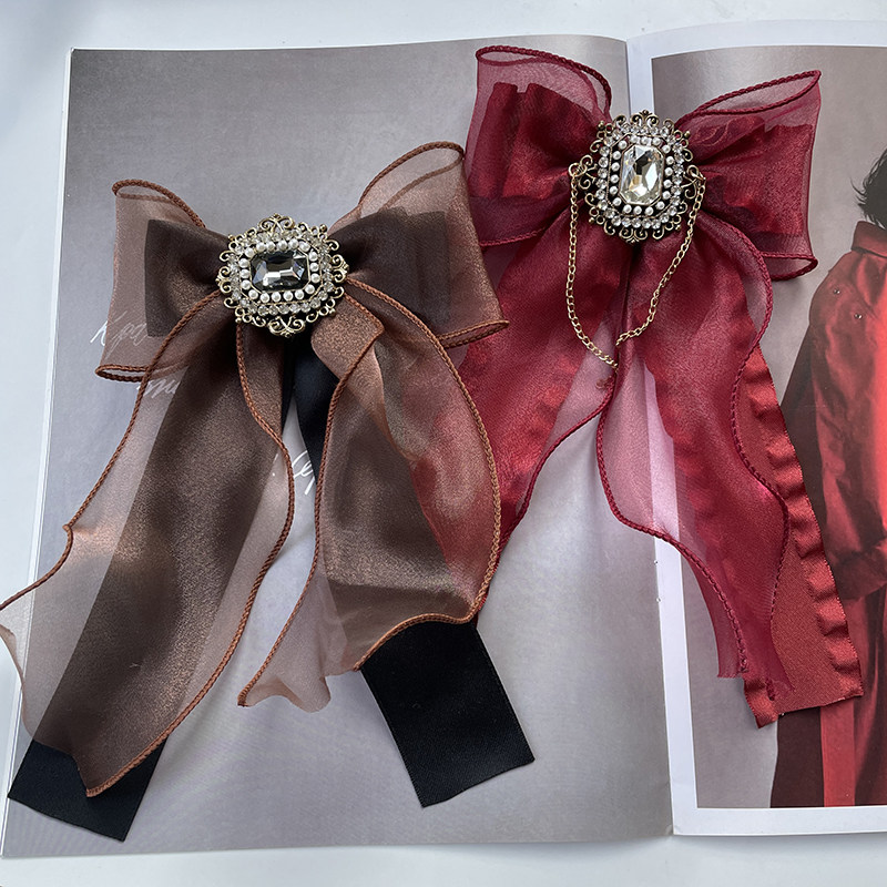 蕾丝领结女时尚飘带丝带钻蝴蝶结领花制服上衣衬衫百搭韩国配饰品