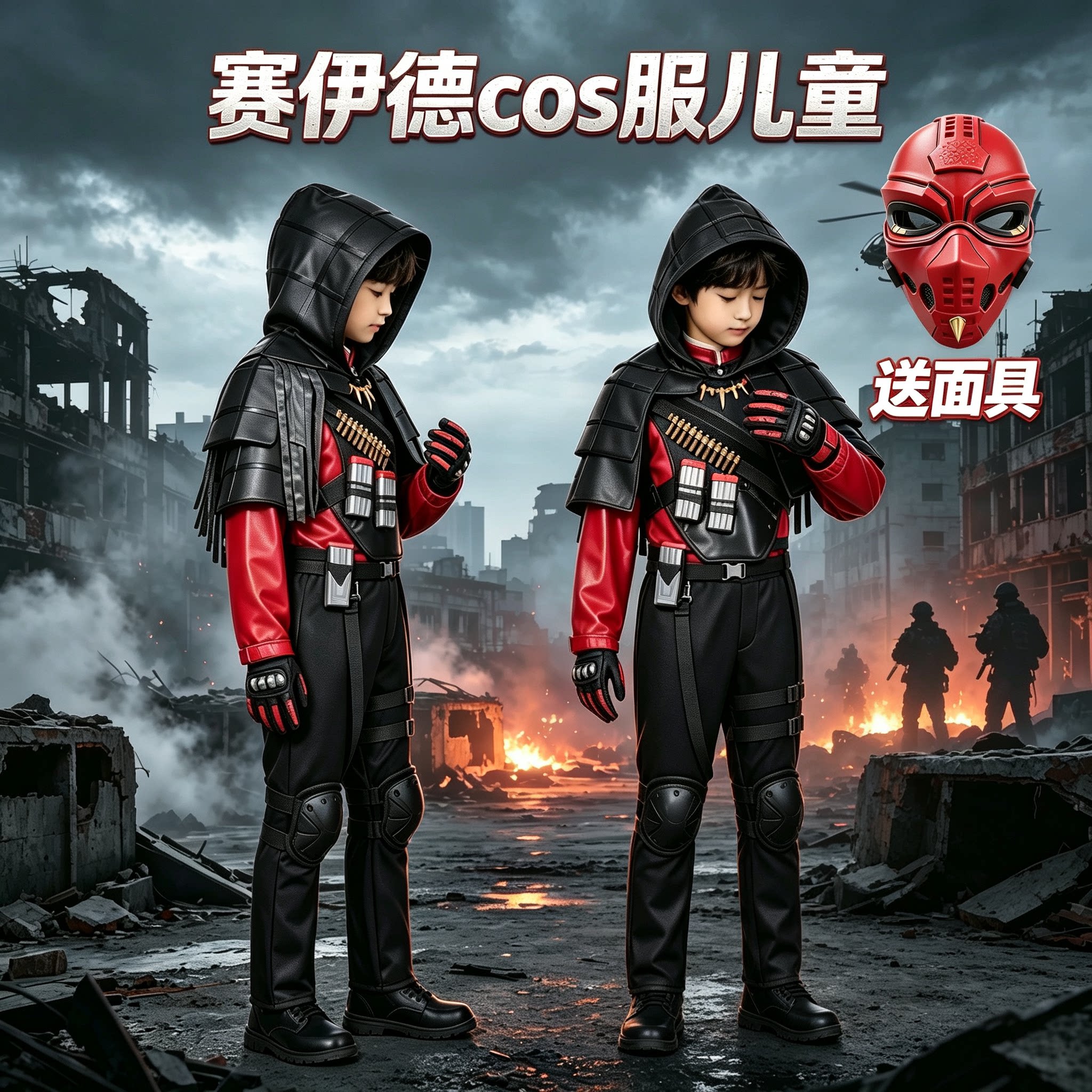 赛伊德cos服儿童cos服披风三角洲行动周边赛伊德面具爪刀衣服套装