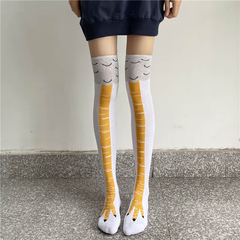 搞怪鸡爪袜女春秋款长筒袜过膝健身鸡脚袜子小腿袜秋冬鸵g鸟鸡腿