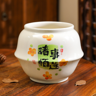 陶瓷花盆中式精致手绘现代高级感