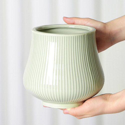 北欧简约陶瓷花盆下单送托盘