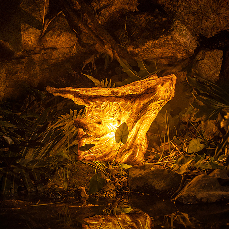 LED太阳能真树桩灯木公园