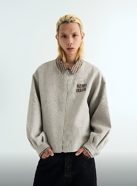 RO11ROCKET x STAFFPICK 复古老钱千鸟格假两件设计拼接夹克外套