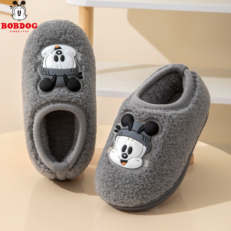 包跟儿童棉拖鞋男童女孩冬季新款加绒加厚保暖中小童防滑可爱棉鞋