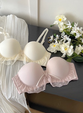法式内衣女小胸聚拢显大无钢圈收副乳防下垂不空杯高中生文胸罩