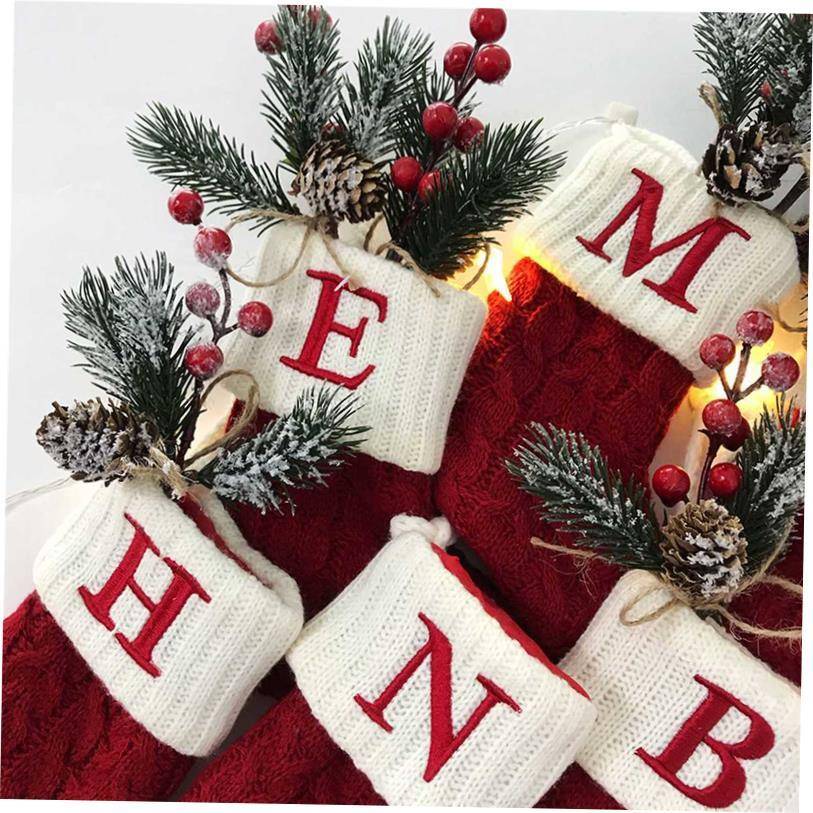 Christmas Letter Knitting Socks Snowflake Stocking 2023 Chri
