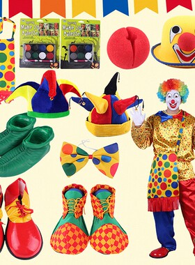 Clown costume Halloween clown hat bow tie backpack oil color