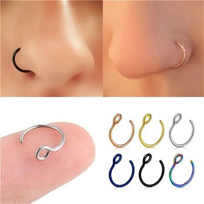Fake Nose Ring Faux Piercing Jewelry 8Mm Fake Nose Ring Hoop