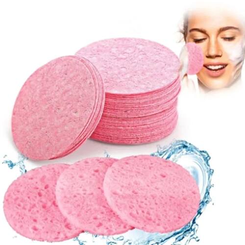 50-100 PCS Compress Face Wash Puff Natural Wood Pulp Sponge