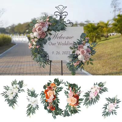 Artificial Wedding Arch Flowers Kit Boho Dusty Rose Blue Euc