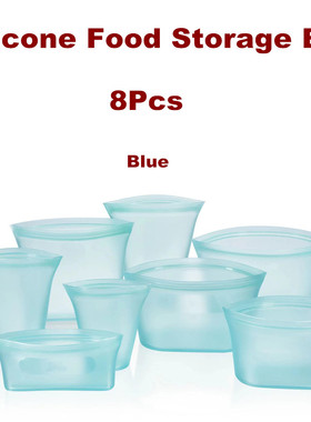 Silicone Reusable Food Storage Stand Up Bag Double Zipper