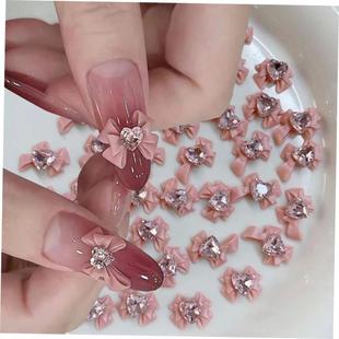 10/20/30Pcs Pink Ribbon Resin Bow Nail Charms Mixed Style bo