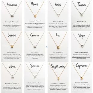 Zodiac women necklace alloy gold silver gift couple girls