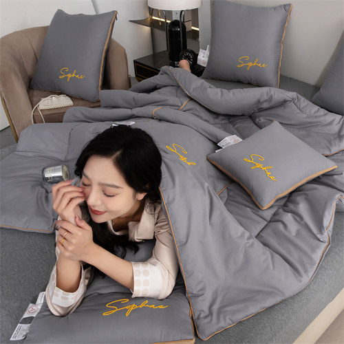 「真全棉」四季款两用抱枕被