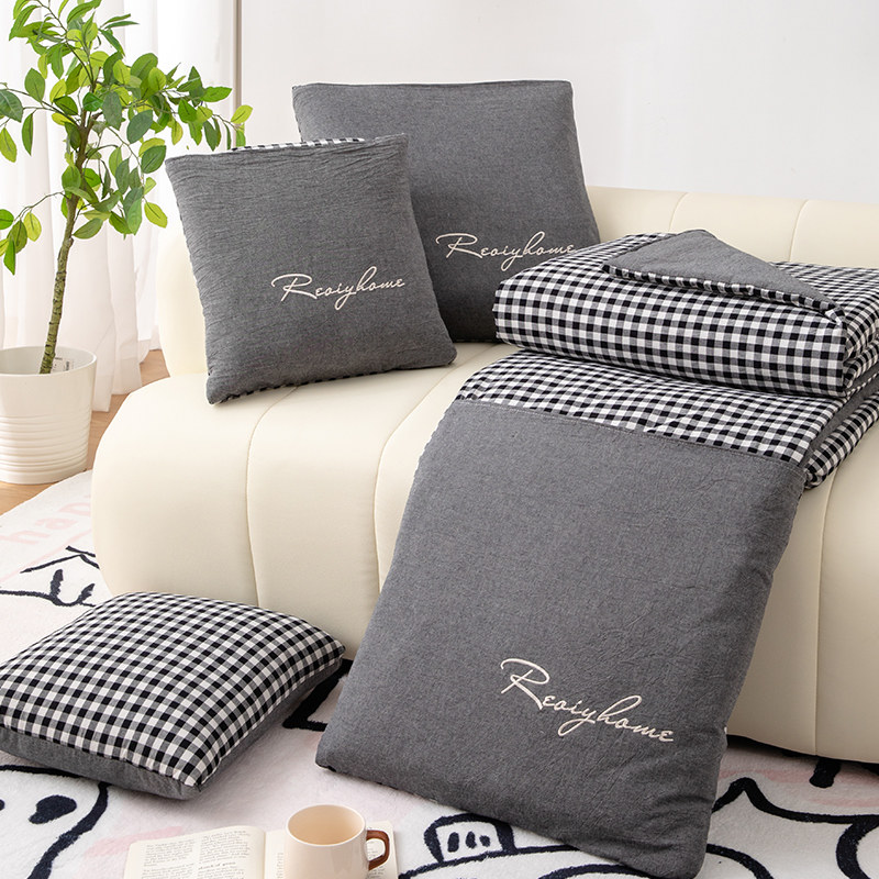 全棉！夏凉抱枕被子两用二一2024新款午睡毯车用枕头空调被靠枕,居家布艺,抱枕被,淘宝优惠券,粉丝福利购,淘宝优惠卷