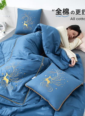 全棉抱枕两用被子2025新款车用午睡枕头被毯子二合一车载汽车靠枕