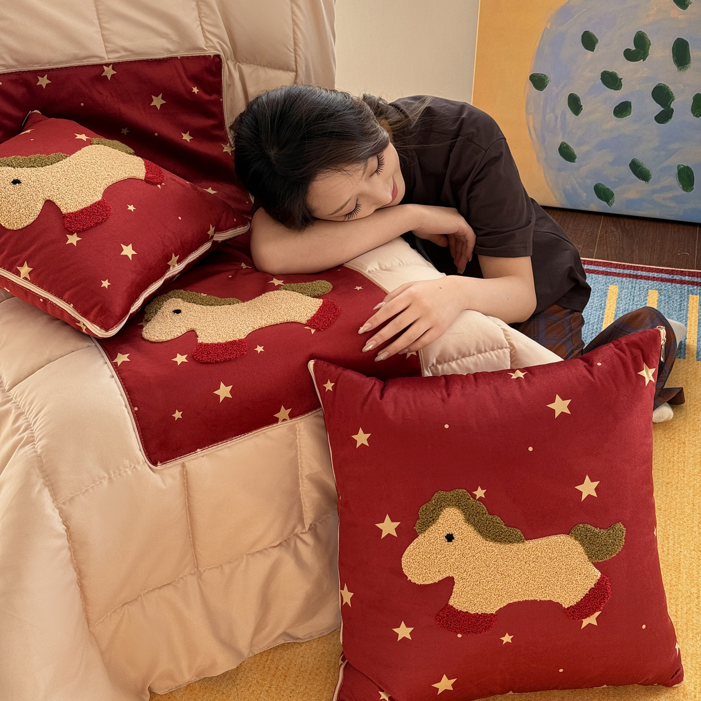 丽丝绒 抱枕车用被子两用2026新款二合一车载枕头被午睡沙发靠枕