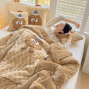 曲奇饼干冬天加厚抱枕被子两用二合一车用午睡毯子汽车折叠枕头被