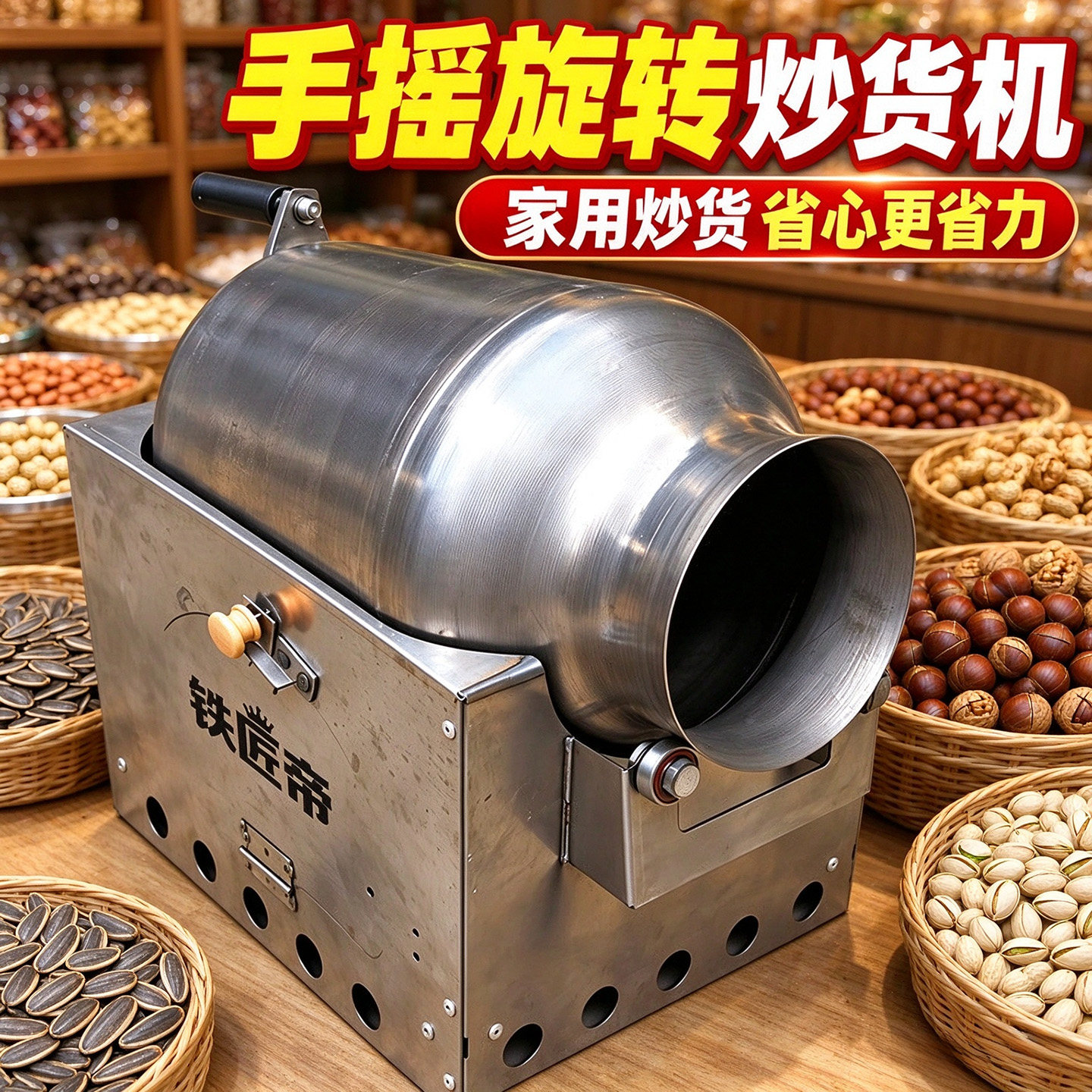 铁匠帝手摇旋转家用炒货机