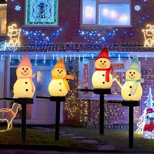 LED Snowman Solar Garden Light Outdoor Ground Stake Light So