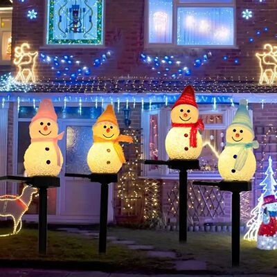 LED Snowman Solar Garden Light Outdoor Ground Stake Light So