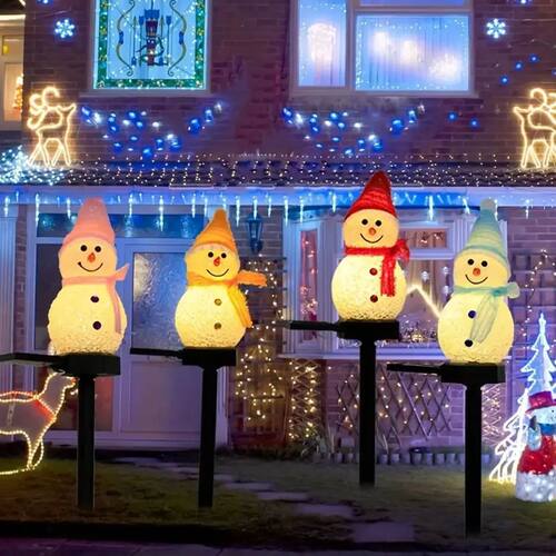 LED Snowman Solar Garden Light Outdoor Ground Stake Light So