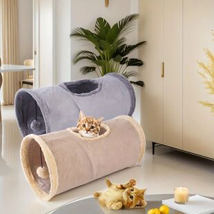 Foldable plush cat toy tunnel, playful cat tent, suitable fo