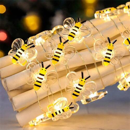 1Pack Bee Lights Battery Operated Bee String Lights For Bedr