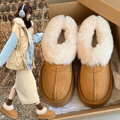 优兰意厚底增高毛毛鞋雪地靴子女