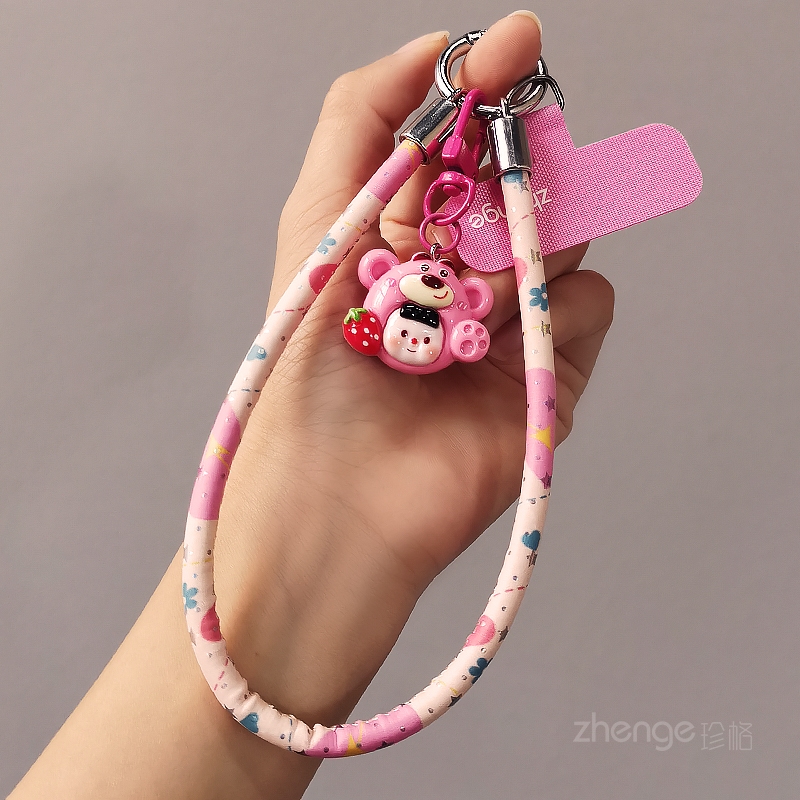 虹客手机挂绳手腕式ins女超好看卡通可爱吊坠挂件印花手绳防丢户外旅游登山出行手提链小清新电话套壳绳新品