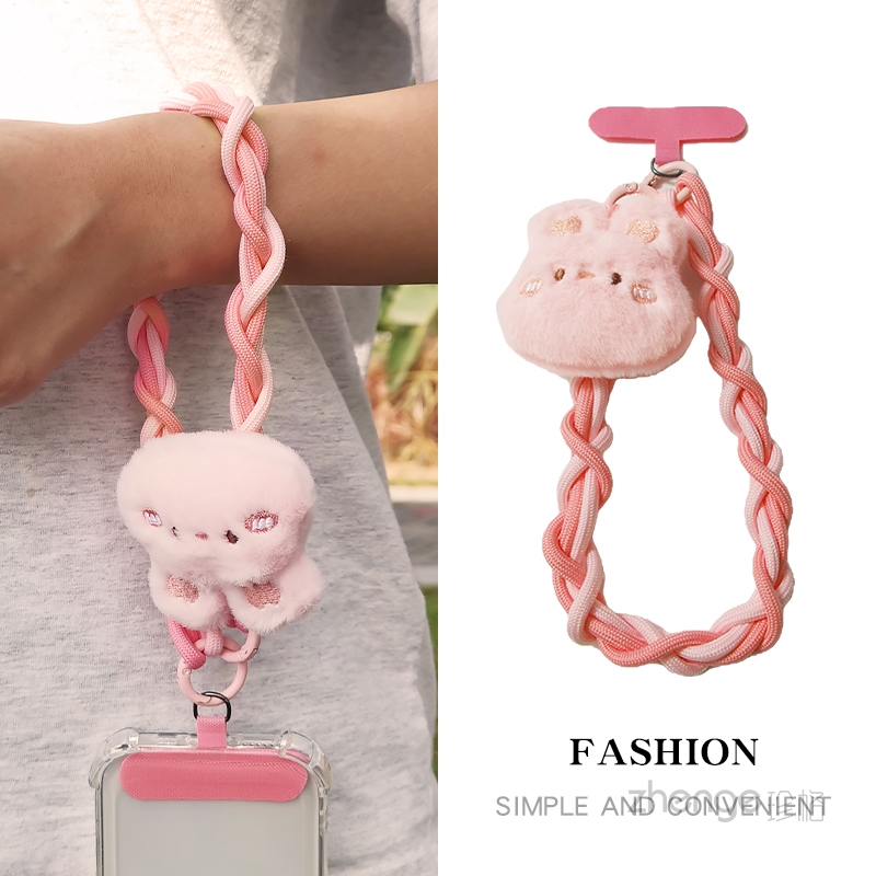 可爱毛绒mini玩偶编织手机挂绳手腕短款ins