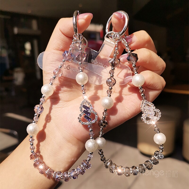 轻奢水晶串珠手机链防丢摔图片
