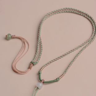 男女款高端纯手工编织挂脖绳子长款玉坠可调节伸缩挂绳翡翠吊坠绳黄金项链绳和田玉平安扣锁骨链防丢情侣挂链