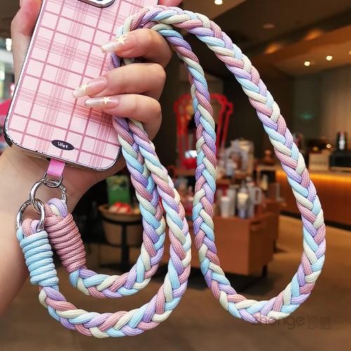 虹客手机挂绳女斜挎彩色马尾辫编织绳长款户外旅游出行拍照防丢独特超好看小众精致高级感包包肩背带通用新品