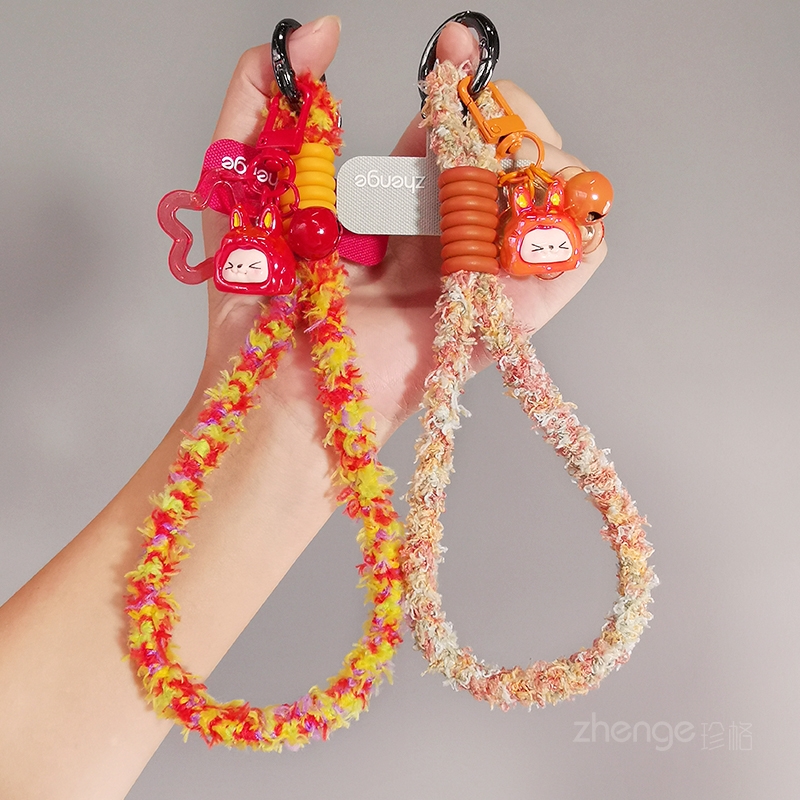 虹客手机挂绳女士秋冬季毛绒手腕绳短款时尚潮登山旅游行逛街拍照防丢摔手提链带子电话套壳挂件吊绳通用新品