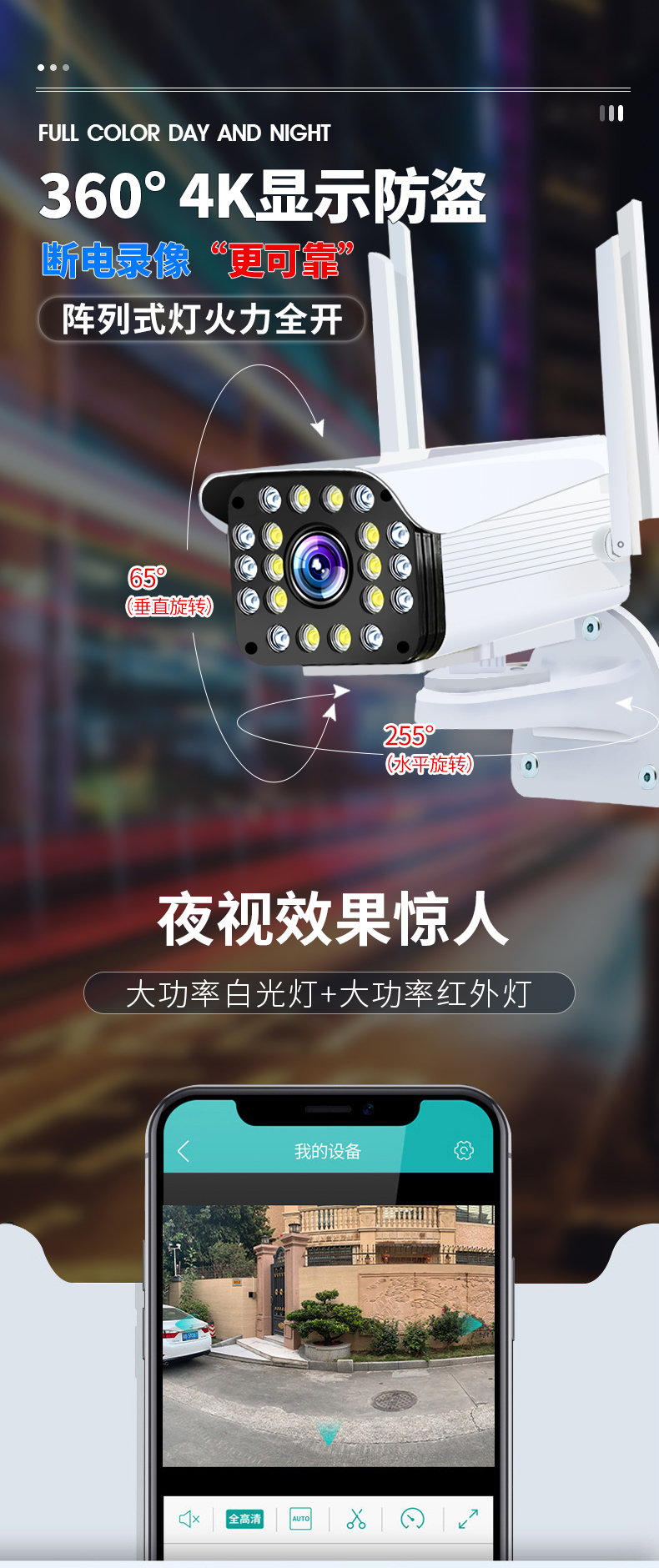 无线摄像头wifi手机无需网络远程家用监控器高清夜视室外防水4g 电子/电工 家用网络摄像头 原图主图