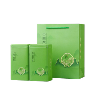 茶叶罐 铁罐茶叶礼盒空盒密封罐半斤大方罐手提袋套装绿茶罐空盒