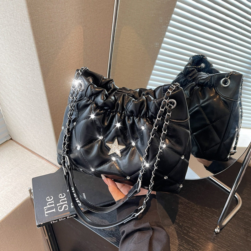 韩版高级感时尚菱格链条通勤小包托特包