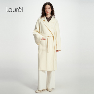 气质优雅羊毛大衣女LWD356D00700 Laurel劳芮新款 绵羊毛