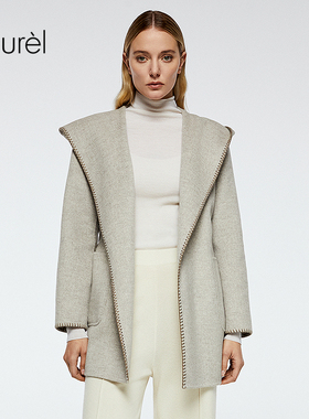 Laurel劳芮新款连帽系带中长款大衣LWD364D00900